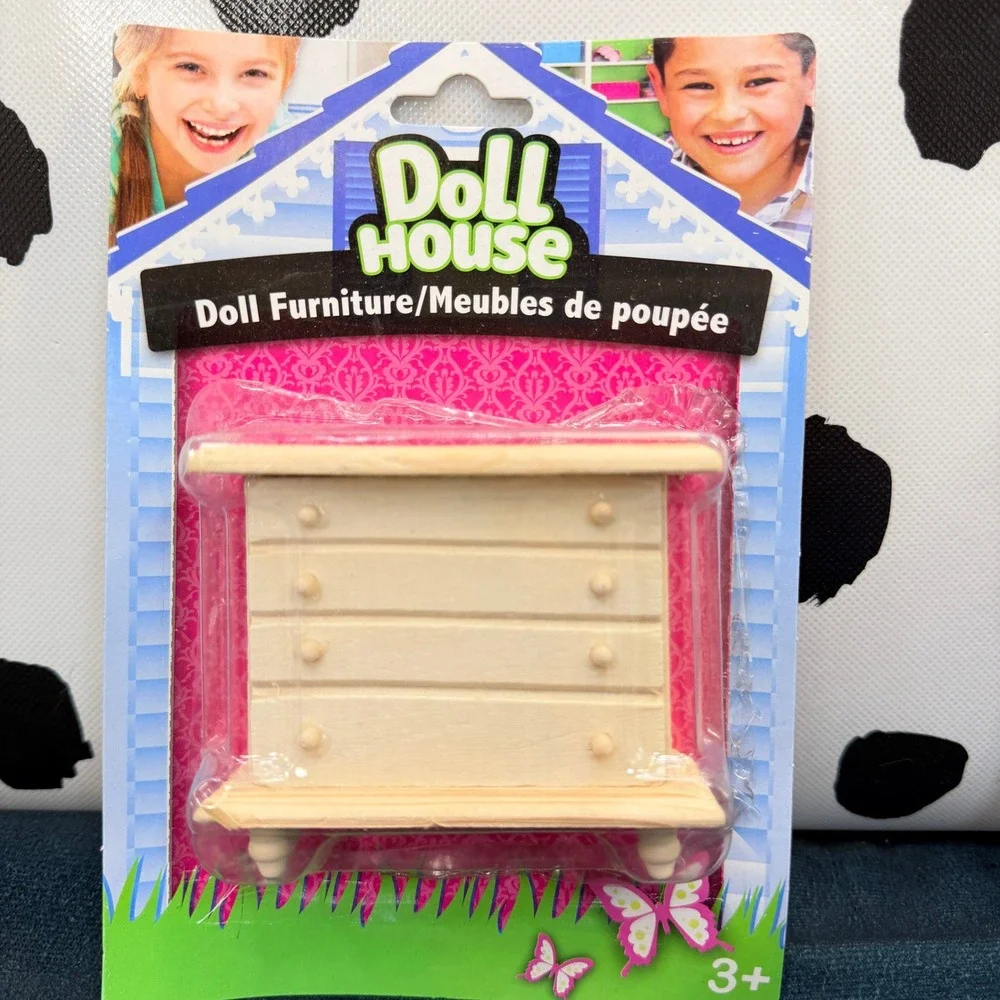 Greenbrier Doll Furniture Kids Tan Wood 4-Piece Miniature Set